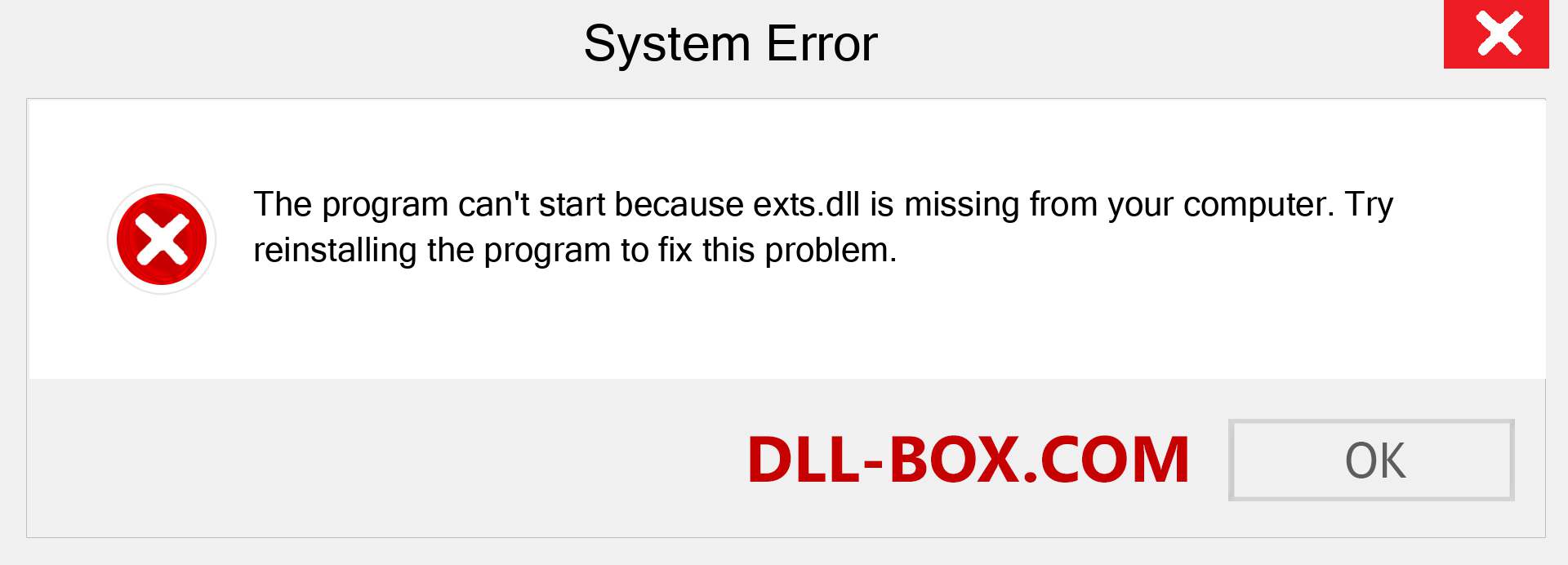  exts.dll file is missing?. Download for Windows 7, 8, 10 - Fix  exts dll Missing Error on Windows, photos, images
